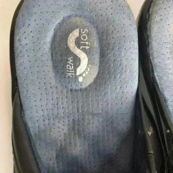 Soft Walk Ladies Navy Blue Slide On Leather Mule Shoes size 7W - Picture 4 of 6